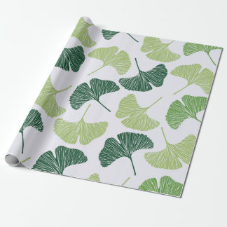 Nahtloses Muster Green Ginkgo Biloba  Geschenkpapier