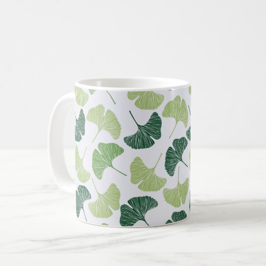 Nahtloses Muster Green Ginkgo Biloba  Kaffeetasse (Vorderseite Links)