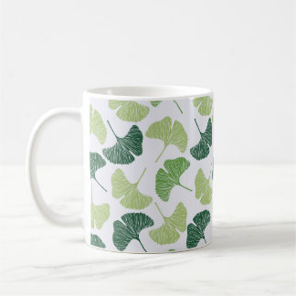 Nahtloses Muster Green Ginkgo Biloba  Kaffeetasse
