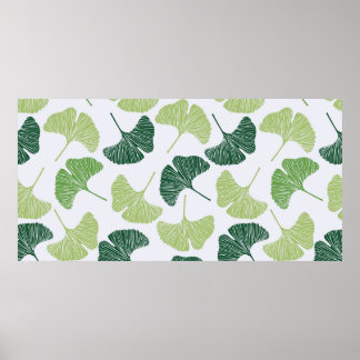 Nahtloses Muster Green Ginkgo Biloba Poster