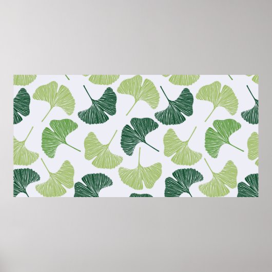Nahtloses Muster Green Ginkgo Biloba Poster (Vorne)
