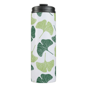 Nahtloses Muster Green Ginkgo Biloba Thermosbecher