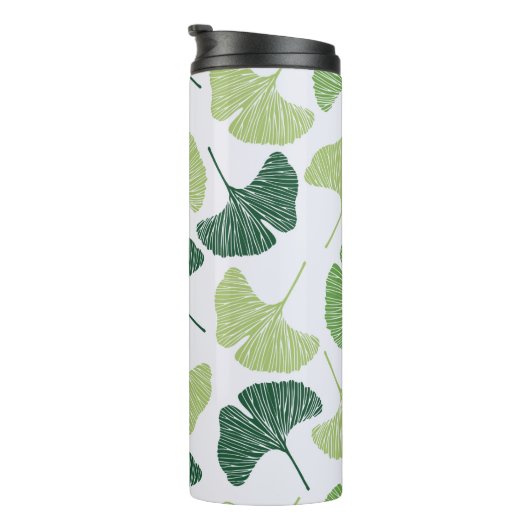 Nahtloses Muster Green Ginkgo Biloba  Thermosbecher (Nach rechts gedreht)