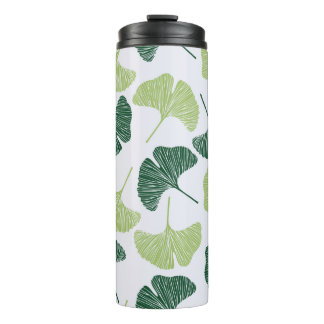 Nahtloses Muster Green Ginkgo Biloba Thermosbecher