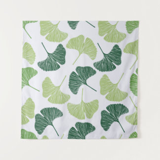 Nahtloses Muster Green Ginkgo Biloba  Wandteppich