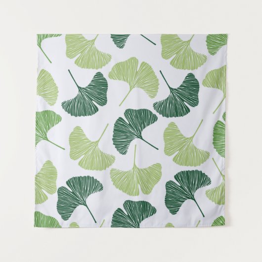 Nahtloses Muster Green Ginkgo Biloba Wandteppich (Vorderseite)