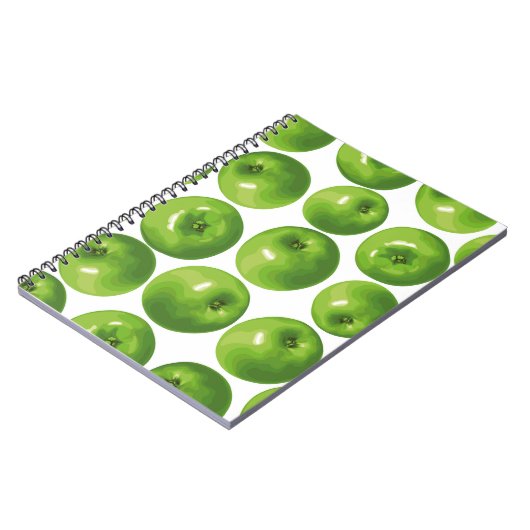 Nahtloses Muster grüner Apfel Notizblock (Linke Seite)