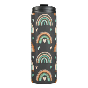 Nahtloses Muster handgezogener Herzen und boho rai Thermosbecher