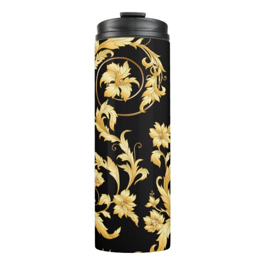 Nahtloses Muster, Hintergrund in barocken, Rokoko, Thermosbecher (Vorderseite)