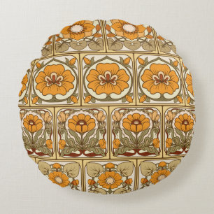 Nahtloses Muster, Hintergrund mit dekorativem Desi Rundes Kissen