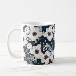 Nahtloses Muster im floralen Aquarellstil: g Kaffeetasse