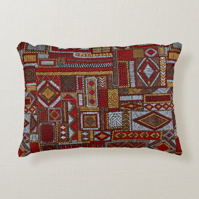 Nahtloses Muster im Patchwork-Stil. bestickt E Dekokissen (Vorderseite)