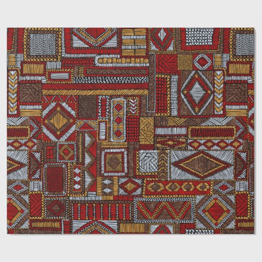 Nahtloses Muster im Patchwork-Stil. bestickt E Geschenkpapier (Flach)