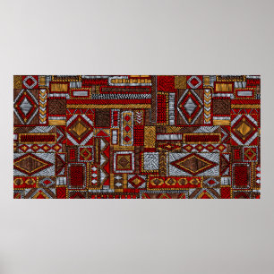 Nahtloses Muster im Patchwork-Stil. bestickt E Poster