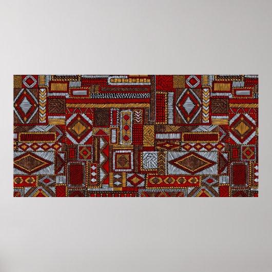 Nahtloses Muster im Patchwork-Stil. bestickt E Poster (Vorne)