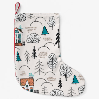 Nahtloses Muster im skandinavischen Stil. Kleines  Kleiner Weihnachtsstrumpf