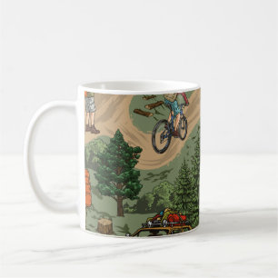 Nahtloses Muster im Vintage-Stil für Outdoor-Aktiv Kaffeetasse