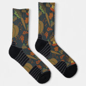 Nahtloses Muster Kürbis und Karottenschwarz Socken (Rechts)