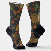 Nahtloses Muster Kürbis und Karottenschwarz Socken (Gewinkelt)