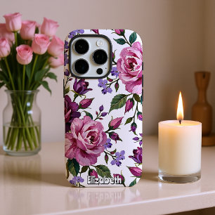 Nahtloses Muster Lila Rose iPhone 16 Pro Hülle