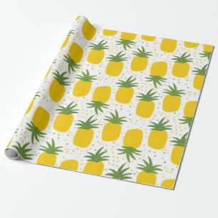 Nahtloses Muster mit Ananas. Gelbe Ananas Geschenkpapier