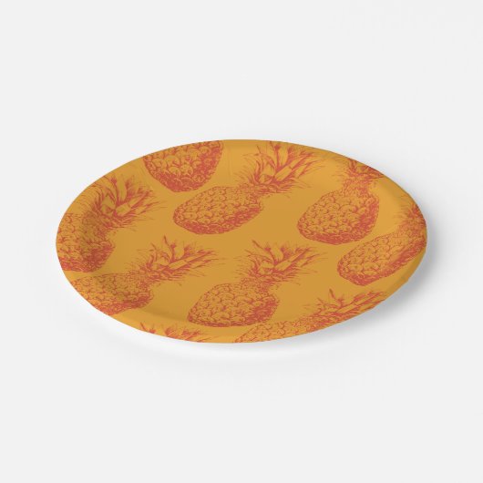 Nahtloses Muster mit Ananas Pappteller (Schrägansicht)