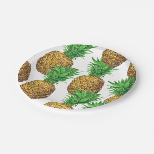 Nahtloses Muster mit Ananas Pappteller (Schrägansicht)