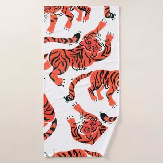 Nahtloses Muster mit Anstrichfarben in Tigern Badehandtuch (Badehandtuch)