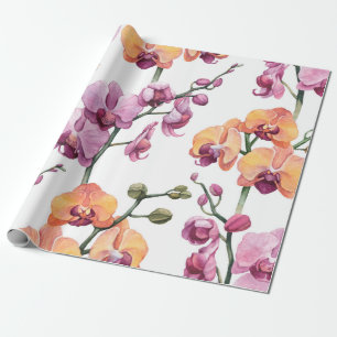 Nahtloses Muster mit Aquarellorchideen-Blume  Geschenkpapier