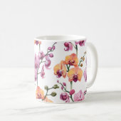 Nahtloses Muster mit Aquarellorchideen-Blume  Kaffeetasse (VorderseiteRechts)