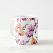 Nahtloses Muster mit Aquarellorchideen-Blume  Kaffeetasse (Vorderseite Links)