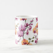 Nahtloses Muster mit Aquarellorchideen-Blume Kaffeetasse (Mittel)