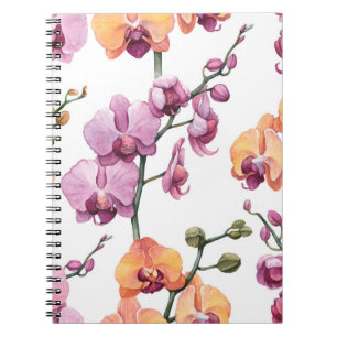 Nahtloses Muster mit Aquarellorchideen-Blume Notizblock