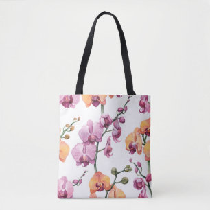 Nahtloses Muster mit Aquarellorchideen-Blume  Tasche