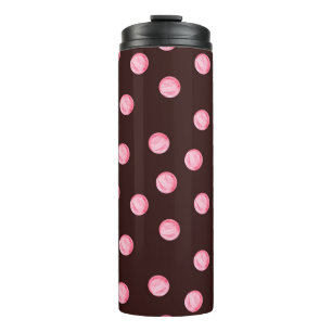 Nahtloses Muster mit Aquarellrosa Kreisen. Boh Thermosbecher