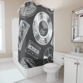 Nahtloses Muster mit Audio- und Videoträgern. Vi Duschvorhang (Beispiel)