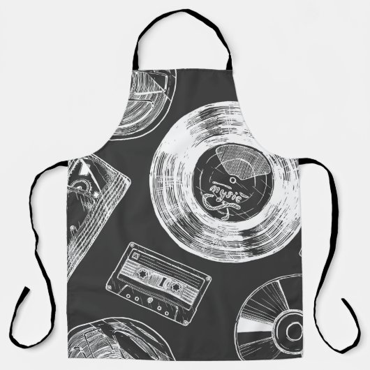 Nahtloses Muster mit Audio- und Videoträgern. Vi Schürze (Vorderseite)