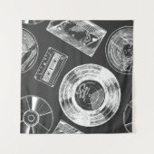 Nahtloses Muster mit Audio- und Videoträgern. Vi Wandteppich (Vorderseite (Horizontal))