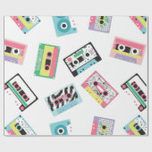 Nahtloses Muster mit Audiobändern im Retro-80er Geschenkpapier (Flach)