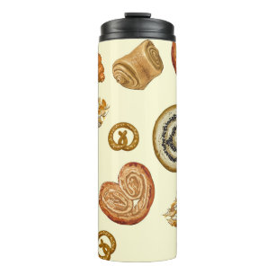 Nahtloses Muster mit Bäckerei Produkt Thermosbecher