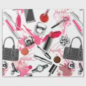 Nahtloses Muster mit bemaltetem Make-up Geschenkpapier (Flach)