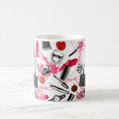 Nahtloses Muster mit bemaltetem Make-up Kaffeetasse (Mittel)
