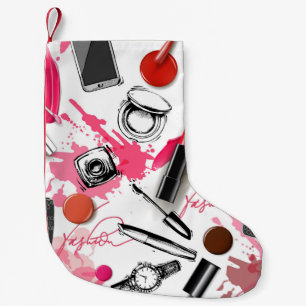 Nahtloses Muster mit bemaltetem Make-up Kleiner Weihnachtsstrumpf