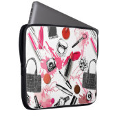 Nahtloses Muster mit bemaltetem Make-up Laptopschutzhülle (Vorne Rechts)