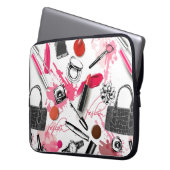 Nahtloses Muster mit bemaltetem Make-up Laptopschutzhülle (Vorderseite Links)