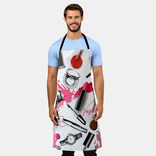 Nahtloses Muster mit bemaltetem Make-up Schürze (Getragen)