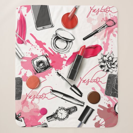 Nahtloses Muster mit bemaltetem Make-up Sherpadecke (Vorderseite)