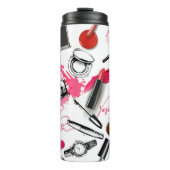 Nahtloses Muster mit bemaltetem Make-up Thermosbecher (Vorderseite)