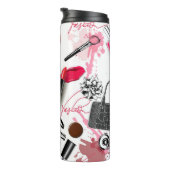 Nahtloses Muster mit bemaltetem Make-up Thermosbecher (Nach rechts gedreht)