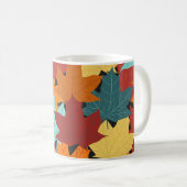 Nahtloses Muster mit Blätter aus fallendem Ahorn. Kaffeetasse (VorderseiteRechts)
